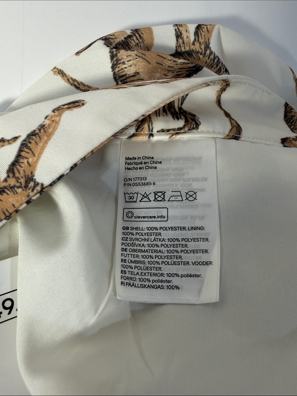 H&M Women's Crowned Monkey Cream Printed Midi Skirt Size 4 NWT - Picture 7 of 9
